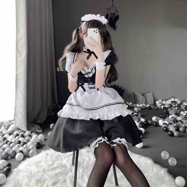 T-1229  Erotic lingerie sexy openwork seduction Japanese apron loli maid